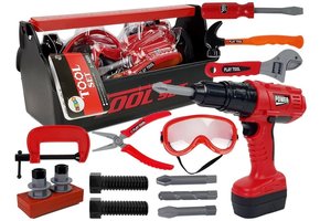 Kinder boor set in gereedschapskist - DIY set - rood