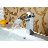 Wasbak kraan chroom - waterval badkamer kraan - 18 x 6 cm