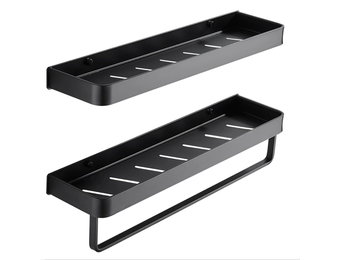 Badkamer schap - metalen wandplank set - 50 cm - zwart