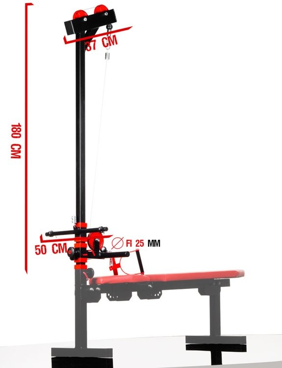 Sportbank pull bar accessoire - met katrollen - hoogte verstelbaar - tot 200 kg