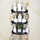 Badkamer hoekschap - metaal zwart - 30 x 22 x 5,7 cm