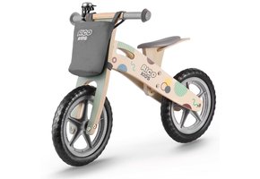 Houten loopfiets grijs - met fietstas 82x55 cm