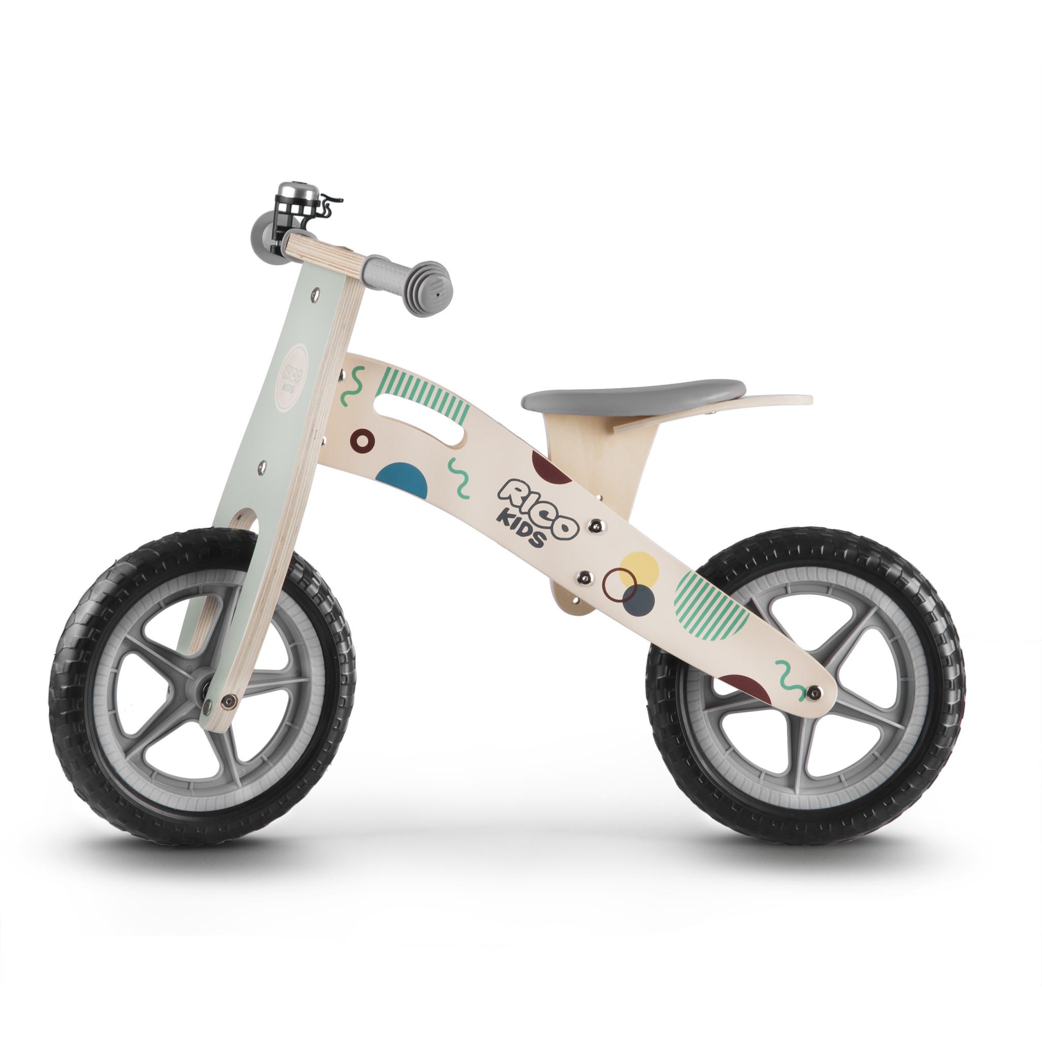 Houten loopfiets grijs - met fietstas 82x55 cm