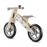 Houten loopfiets grijs - met fietstas 82x55 cm