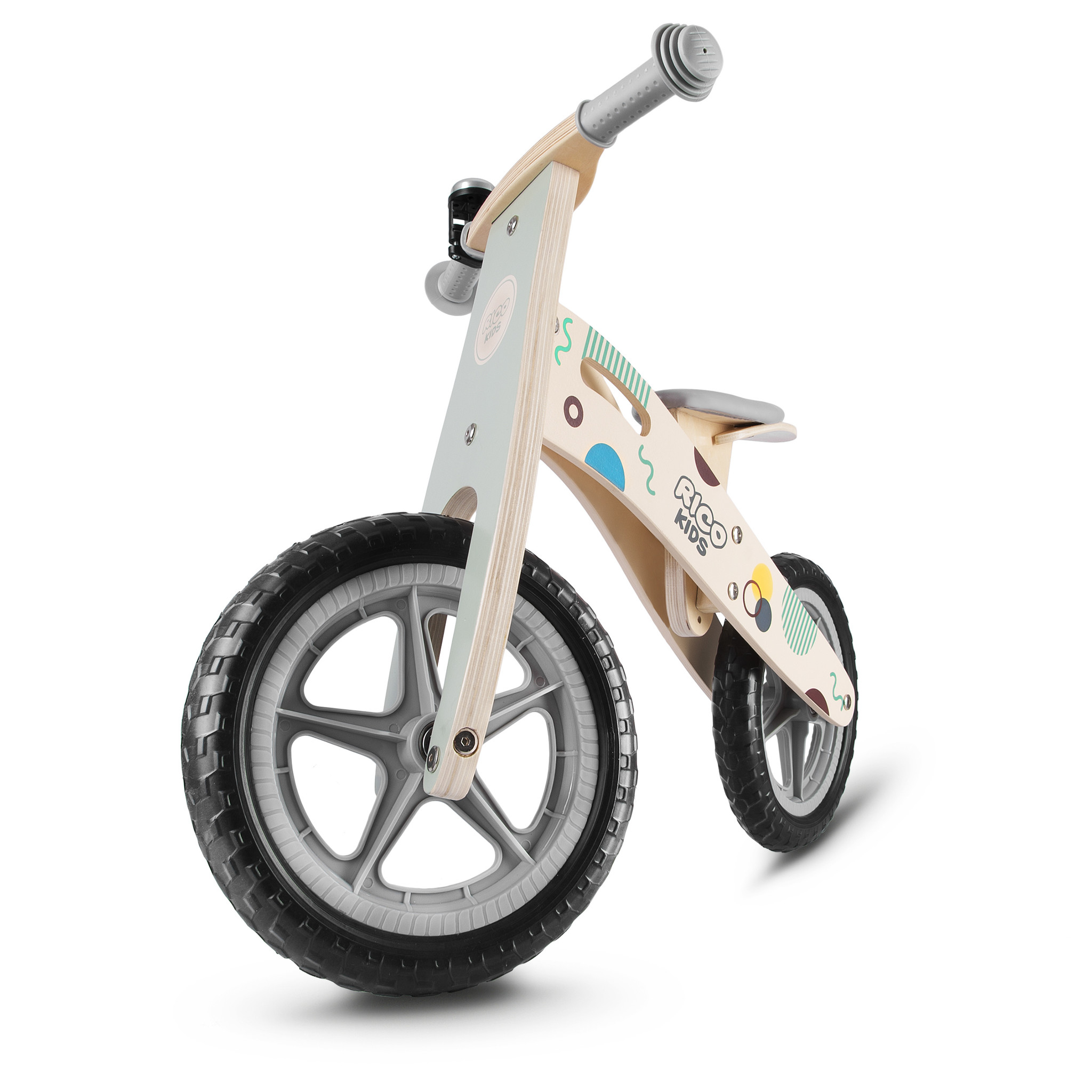 Houten loopfiets grijs - met fietstas 82x55 cm