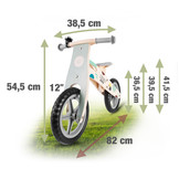 Houten loopfiets grijs - met fietstas 82x55 cm