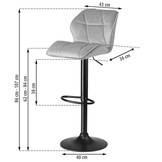 Barkruk met rugleuning grijs - hoogte verstelbaar 62 -82 cm