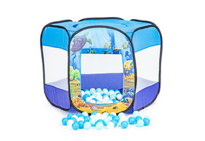 Speeltent zeedieren thema - met 100 ballenbakballen - 90 x 90 x 70 cm