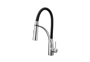 Keukenkraan - zwart-chroom - flexibel uittrekbaar