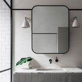 Mat zwarte wastafelkraan - wandmontage -kraan met temperatuur regelaar