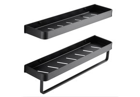 Badkamer schap 2 stuks - 60 cm zwart - metalen hanger