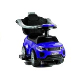 Blauwe loopwagen - peuter auto met duwstang