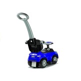 Blauwe loopwagen - peuter auto met duwstang