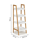 Ladder boekenkast - 4 schappen - 98 x 35 x 34,5 cm - wit