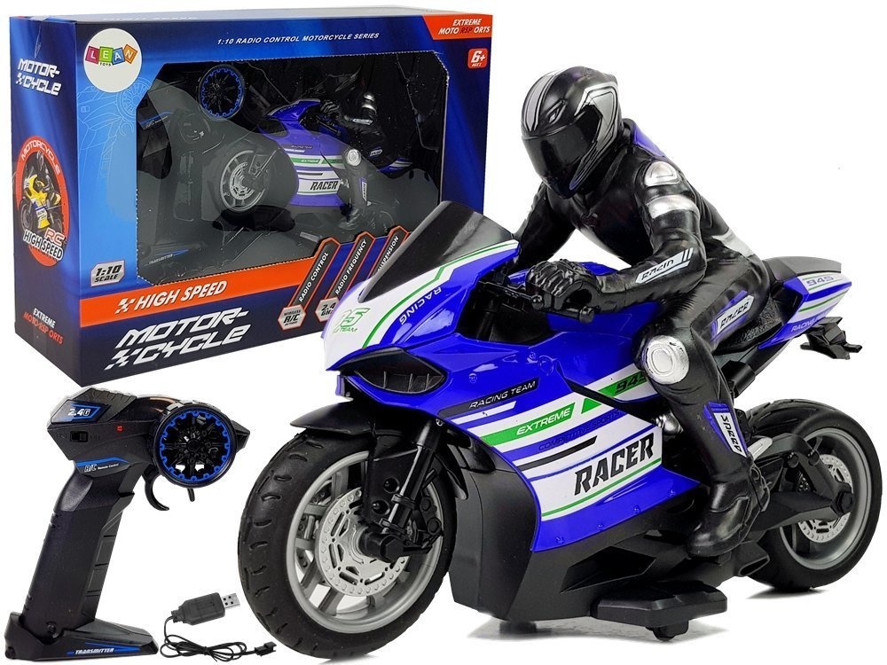RC-motorfiets - 2,4 GHz - 35 m bereik - blauw