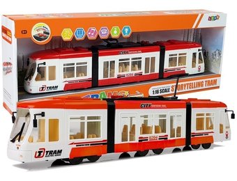 Elektrische speelgoed tram - op batterijen - 46 cm - rood