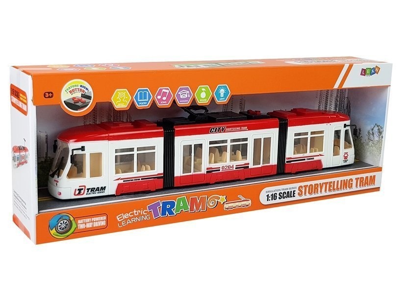 Elektrische speelgoed tram - op batterijen - 46 cm - rood