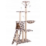 Grote krabpaal 138 cm - beige met pootjes - 5 plateaus