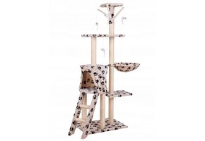 Grote krabpaal 138 cm - beige met pootjes - 5 plateaus