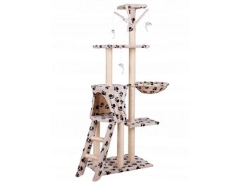 Grote krabpaal 138 cm - beige met pootjes - 5 plateaus
