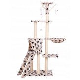 Grote krabpaal 138 cm - beige met pootjes - 5 plateaus