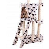 Grote krabpaal 138 cm - beige met pootjes - 5 plateaus