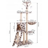 Grote krabpaal 138 cm - beige met pootjes - 5 plateaus