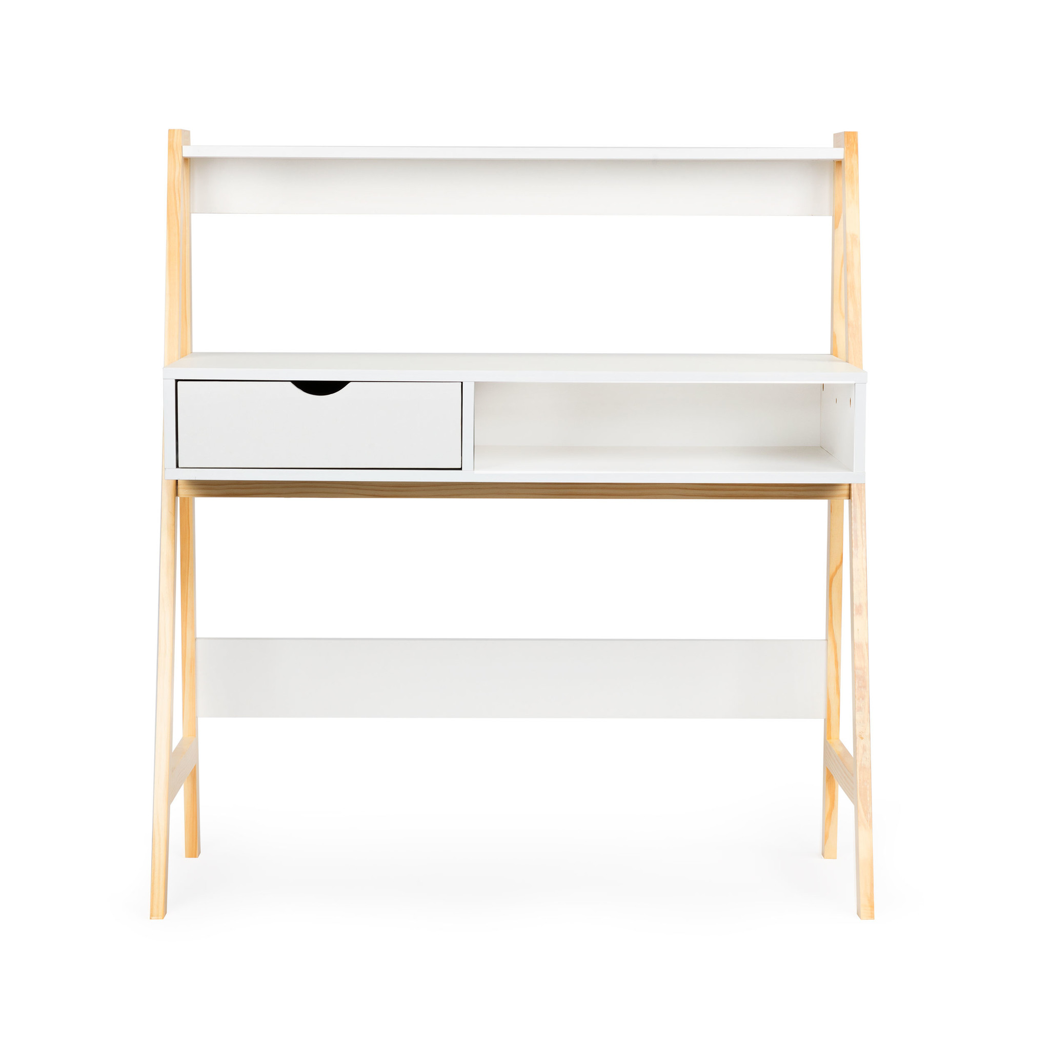 Houten bureautafel wit - 99 x 50 x 109 cm - met lade
