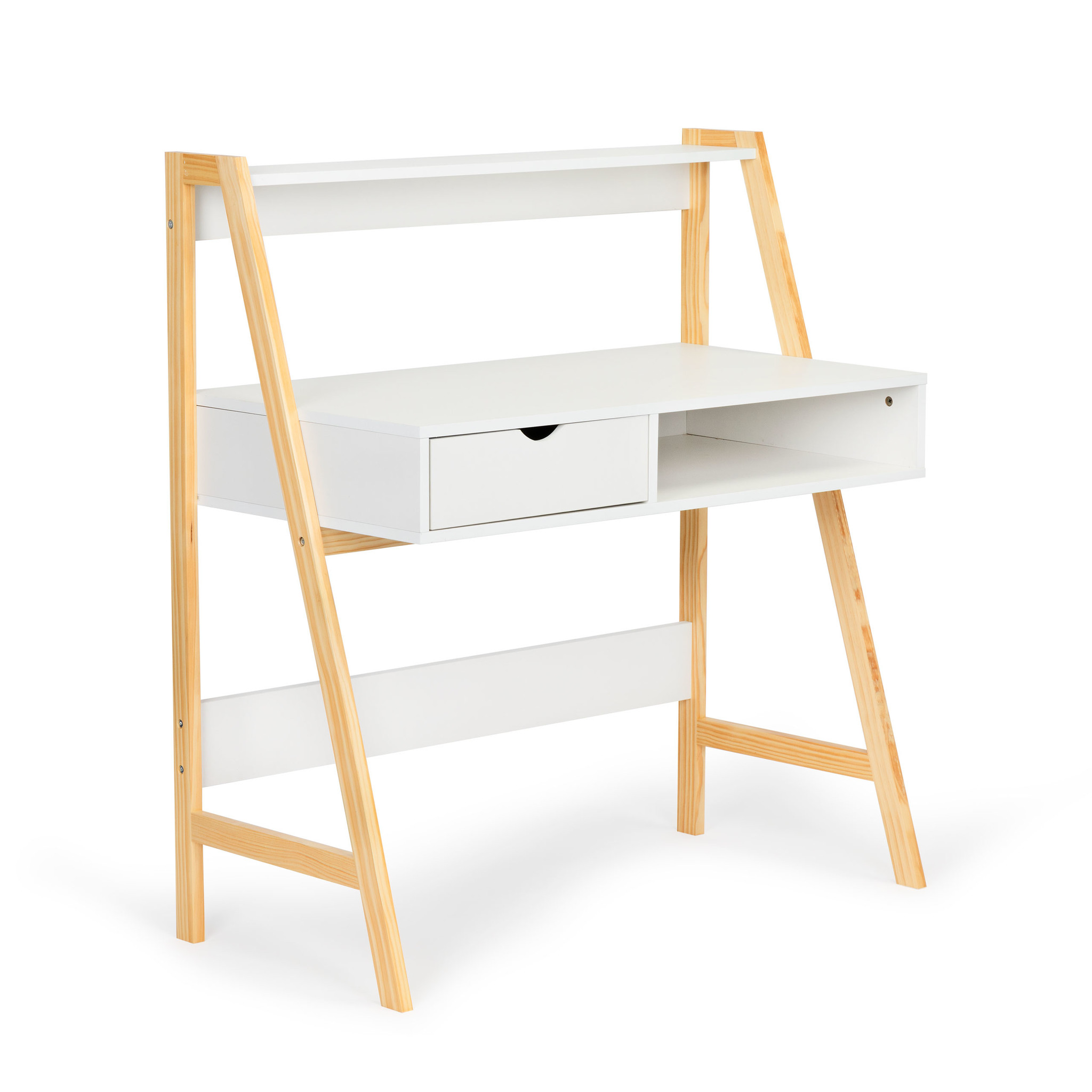 Houten bureautafel wit - 99 x 50 x 109 cm - met lade