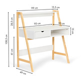 Houten bureautafel wit - 99 x 50 x 109 cm - met lade