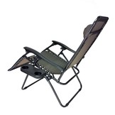 Opvouwbare tuin ligstoel - met hoofdsteun en cupholder - grijs