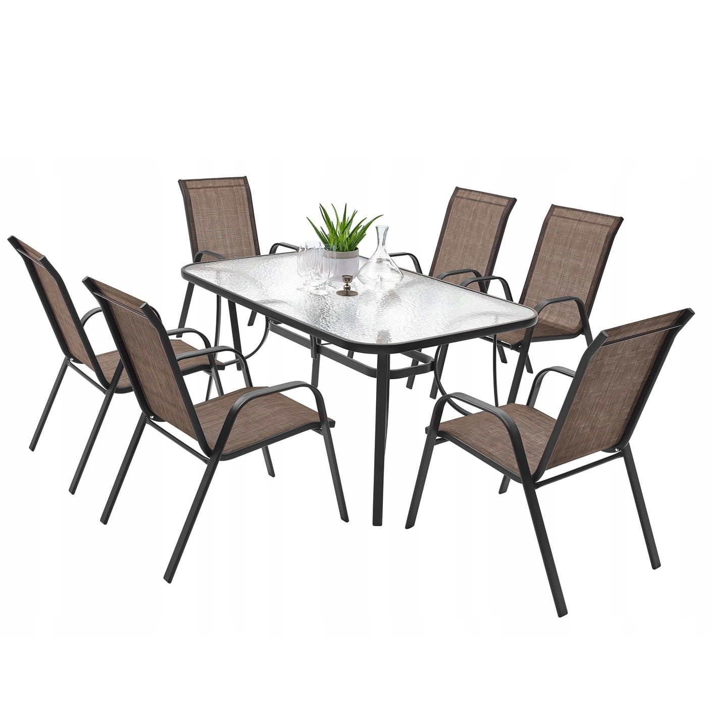 Viking Choice Tuintafel set met 6 tuinstoelen - 140 x 80 cm - gehard glas Viking Choice Tuintafel set met 6 tuinstoelen - 140 x 80 cm - gehard glas