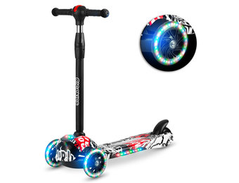 Kinder step - driewieler - met led verlichte wielen - wit met rood