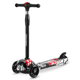 Kinder step - driewieler - met led verlichte wielen - wit met rood