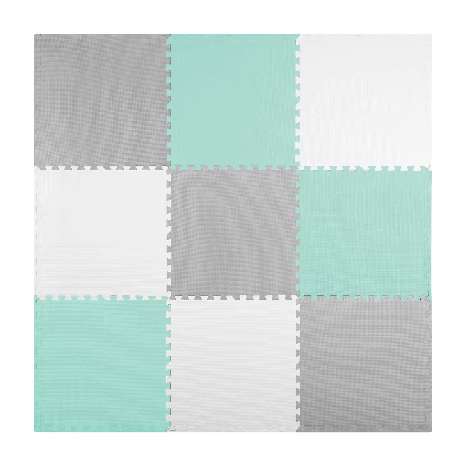 Viking Choice Kinder puzzelmat 180 x 180 cm - 9 stuks - grijs met mint Viking Choice Kinder puzzelmat 180 x 180 cm - 9 stuks - grijs met mint