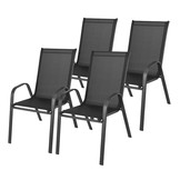 Tuintafel stoelen set zwart - 4 stuks