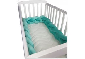 Bedbumper bedomrander - 280 cm lang - Gevlochten - Groen