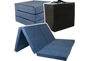 Opvouwbaar 2 persoons matras - Wasbare hoes - 195cm x 120cm x 7cm - Navy