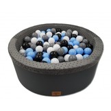 Ballenbak met 200 ballen - zwart, grijs, blauw & wit - 90 cm diameter - grafiet