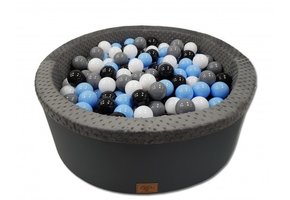 Ballenbak met 200 ballen - zwart, grijs, blauw & wit - 90 cm diameter - grafiet