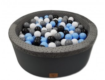 Ballenbak met 200 ballen - zwart, grijs, blauw & wit - 90 cm diameter - grafiet