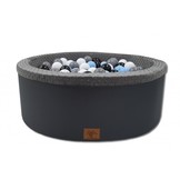 Ballenbak met 200 ballen - zwart, grijs, blauw & wit - 90 cm diameter - grafiet