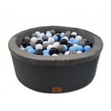 Ballenbak met 200 ballen - zwart, grijs, blauw & wit - 90 cm diameter - grafiet