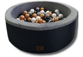 Ballenbak grafiet - 90 x 40 cm - 200 ballen Ø 7 cm - Multi gekleurde ballen