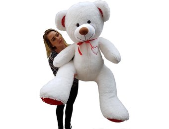 Grote witte knuffelbeer teddybeer met i love you tekst 190cm!