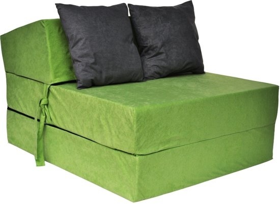 Luxe logeermatras - groen - camping matras - reismatras - opvouwbaar matras - 200 x 70 x 15 - met zwarte kussens