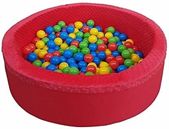 Rode Ballenbad - stevige ballenbak - 90 x 30 cm - 300 ballen - rood blauw geel groen