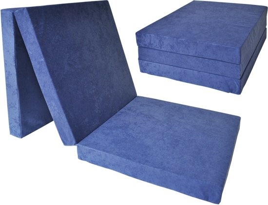 Logeermatras - navy blauw - camping matras - reismatras - opvouwbaar matras - 195 x 60 x 10