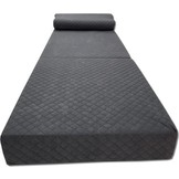 Luxe logeermatras met hoofdkussen- grafiet - camping matras - zitbank - opvouwbaar - 200x70x15 cm