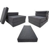 Luxe logeermatras met hoofdkussen- grafiet - camping matras - zitbank - opvouwbaar - 200x70x15 cm